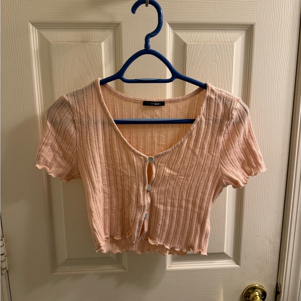 Lash Next Door Brooklyn & Bailey Button Crop Top